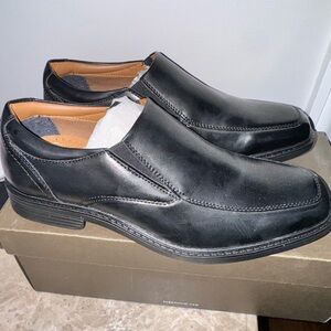 Men's Black Leather Slip-On Shoes